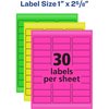 Avery Label, Neon, Remvable, 1X2, Ast 360PK AVE6479